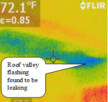 thermographic image showing roof leak